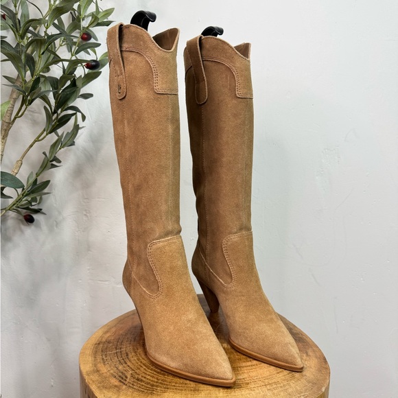 Larroude western Tan Suede Knee-High Boots size 5 - Picture 1 of 5